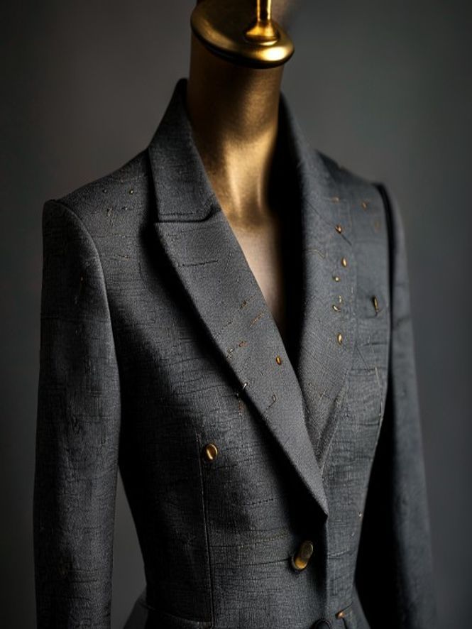 Close detail of a hand-finished blazer lapel on a womenswear pattern